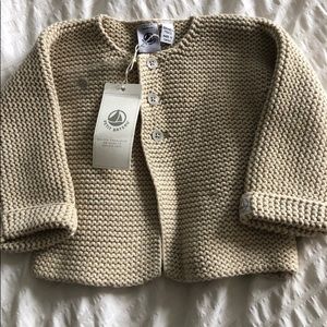 NWT Petit Bateau Tan/Beige Cardigan (18 months)